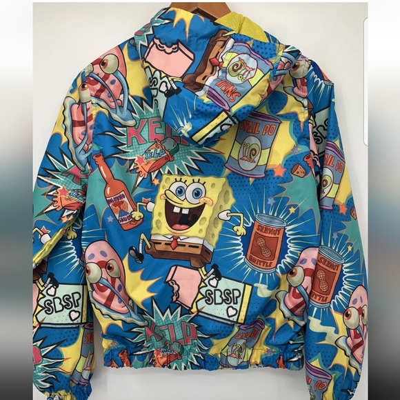 Members Only X Nickelodeon Spongebob Square Pants Windbreaker Jacket NWT Blue - Picture 9 of 12